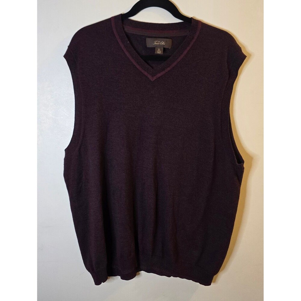 Tasso Elba Sweater vest Maroon Heather Mens XL
